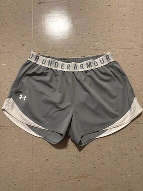 Under Armour Women's Gray Athletic Shorts with White Waistband